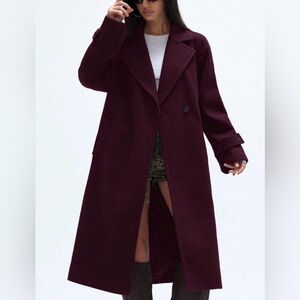 Elegant Burgundy oversized Long Coat